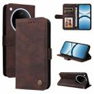 For OPPO Find X8 Skin Feel Life Tree Metal Button Leather Phone Case(Brown) - 1