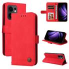 For OPPO Reno13 F 4G / 5G Skin Feel Life Tree Metal Button Leather Phone Case(Red) - 1