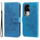 For OPPO Reno10 5G / Reno10 Pro 5G Global 7-petal Flowers Embossing Leather Phone Case(Blue) - 1