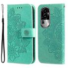 For OPPO Reno10 5G / Reno10 Pro 5G Global Seven-petal Flowers Embossing Leather Phone Case(Green) - 1