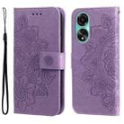 For OPPO A78 4G 7-petal Flowers Embossing Leather Phone Case(Light Purple) - 1