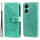 For OPPO A78 4G 7-petal Flowers Embossing Leather Phone Case(Green) - 1