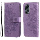 For OPPO A58 4G 7-petal Flowers Embossing Leather Phone Case(Light Purple) - 1