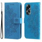 For OPPO A58 4G 7-petal Flowers Embossing Leather Phone Case(Blue) - 1