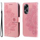 For OPPO A58 4G Seven-petal Flowers Embossing Leather Phone Case(Rose Gold) - 1