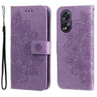 For OPPO A38 4G / A18 4G Global 7-petal Flowers Embossing Leather Phone Case(Light Purple) - 1