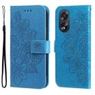 For OPPO A38 4G / A18 4G Global Seven-petal Flowers Embossing Leather Phone Case(Blue) - 1