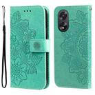 For OPPO A38 4G / A18 4G Global Seven-petal Flowers Embossing Leather Phone Case(Green) - 1