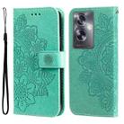 For OPPO A79 5G Seven-petal Flowers Embossing Leather Phone Case(Green) - 1