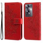 For OPPO A79 5G Seven-petal Flowers Embossing Leather Phone Case(Red) - 1