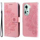For OPPO Reno11 5G Global 7-petal Flowers Embossing Leather Phone Case(Rose Gold) - 1
