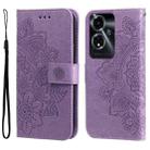 For OPPO A59 5G / A2m Seven-petal Flowers Embossing Leather Phone Case(Light Purple) - 1