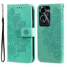 For OPPO A59 5G / A2m 7-petal Flowers Embossing Leather Phone Case(Green) - 1