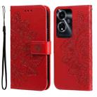 For OPPO A59 5G / A2m Seven-petal Flowers Embossing Leather Phone Case(Red) - 1