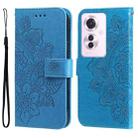 For OPPO Reno11 F Global / F25 Pro Global 7-petal Flowers Embossing Leather Phone Case(Blue) - 1