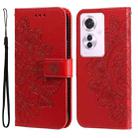 For OPPO Reno11 F Global / F25 Pro Global Seven-petal Flowers Embossing Leather Phone Case(Red) - 1