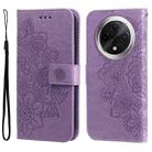 For OPPO A3 Pro 5G 7-petal Flowers Embossing Leather Phone Case(Light Purple) - 1