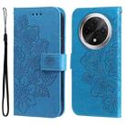 For OPPO A3 Pro 5G 7-petal Flowers Embossing Leather Phone Case(Blue) - 1