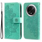 For OPPO A3 Pro 5G Seven-petal Flowers Embossing Leather Phone Case(Green) - 1