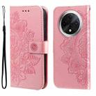 For OPPO A3 Pro 5G Seven-petal Flowers Embossing Leather Phone Case(Rose Gold) - 1