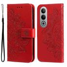 For OPPO K12 7-petal Flowers Embossing Leather Phone Case(Red) - 1