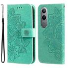 For OPPO K12x Seven-petal Flowers Embossing Leather Phone Case(Green) - 1