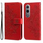 For OPPO K12x Seven-petal Flowers Embossing Leather Phone Case(Red) - 1