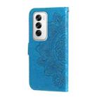 For OPPO Reno12 5G Global Seven-petal Flowers Embossing Leather Phone Case(Blue) - 3