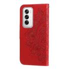 For OPPO Reno12 5G Global Seven-petal Flowers Embossing Leather Phone Case(Red) - 3