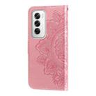 For OPPO Reno12 5G Global Seven-petal Flowers Embossing Leather Phone Case(Rose Gold) - 3