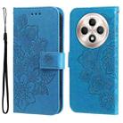 For OPPO Reno12 F 5G Global Seven-petal Flowers Embossing Leather Phone Case(Blue) - 1