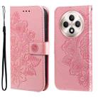 For OPPO Reno12 F 5G Global Seven-petal Flowers Embossing Leather Phone Case(Rose Gold) - 1