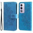 For OPPO A3 Pro 5G Global / India Seven-petal Flowers Embossing Leather Phone Case(Blue) - 1