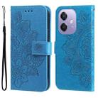 For OPPO A3x 4G / A3x 5G India Seven-petal Flowers Embossing Leather Phone Case(Blue) - 1