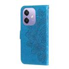 For OPPO A3x 4G / A3x 5G India Seven-petal Flowers Embossing Leather Phone Case(Blue) - 3