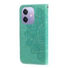 For OPPO A3x 4G / A3x 5G India Seven-petal Flowers Embossing Leather Phone Case(Green) - 3