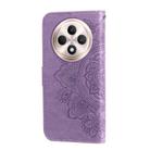 For OPPO Reno12 F 4G Seven-petal Flowers Embossing Leather Phone Case(Light Purple) - 3