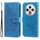 For OPPO Reno12 F 4G Seven-petal Flowers Embossing Leather Phone Case(Blue) - 1