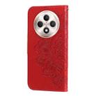 For OPPO Reno12 F 4G Seven-petal Flowers Embossing Leather Phone Case(Red) - 3