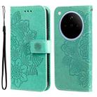 For OPPO Find X8 Seven-petal Flowers Embossing Leather Phone Case(Green) - 1