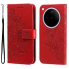 For OPPO Find X8 Seven-petal Flowers Embossing Leather Phone Case(Red) - 1