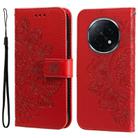 For OPPO A5 Pro  China Seven-petal Flowers Embossing Leather Phone Case(Red) - 1