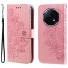 For OPPO A5 Pro  China Seven-petal Flowers Embossing Leather Phone Case(Rose Gold) - 1