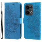 For OPPO Reno13 Global Seven-petal Flowers Embossing Leather Phone Case(Blue) - 1
