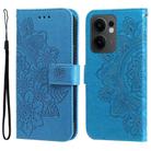 For OPPO Reno13 F 4G / 5G Seven-petal Flowers Embossing Leather Phone Case(Blue) - 1