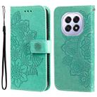 For OPPO F29 5G Global Seven-petal Flowers Embossing Leather Phone Case(Green) - 1