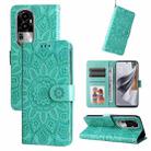 For OPPO Reno10 5G / Reno10 Pro 5G Global Embossed Sunflower Leather Phone Case(Green) - 1
