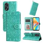For OPPO A38 4G / A18 4G Global Embossed Sunflower Leather Phone Case(Green) - 1