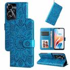 For OPPO A59 5G / A2m Embossed Sunflower Leather Phone Case(Blue) - 1
