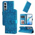 For OPPO K12 Embossed Sunflower Leather Phone Case(Blue) - 1